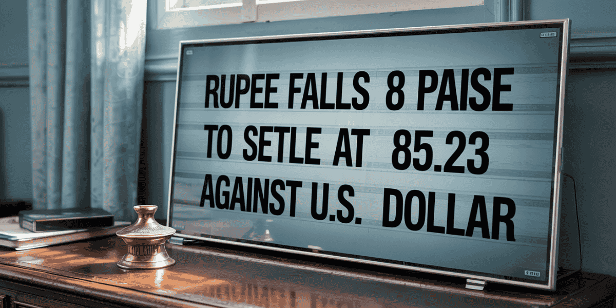 Rupee falls 8 paise to settle at 85.23 against U.S. dollar